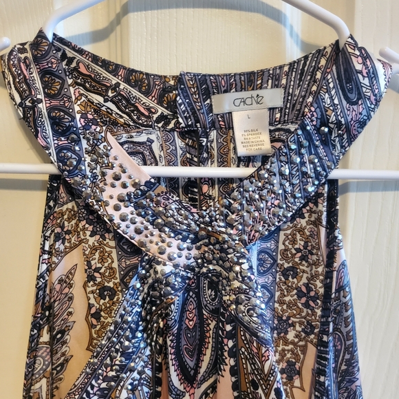 Cache 95% Silk Handkerchief Halter Top, size large - Picture 3 of 7